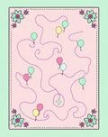 Pink Balloon Pathway Floral Border Rug