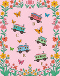 Pink Floral Whimsical Butterfly Train Rug