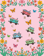 Pink Floral Whimsical Butterfly Train Rug