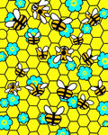 Yellow Honeycomb Bee Floral Rug