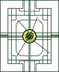 Green Art Deco Basketball Court Rug