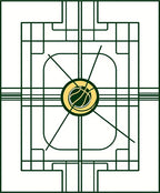 Green Art Deco Basketball Court Rug