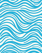 Aqua Blue Wavy Strokes Rug