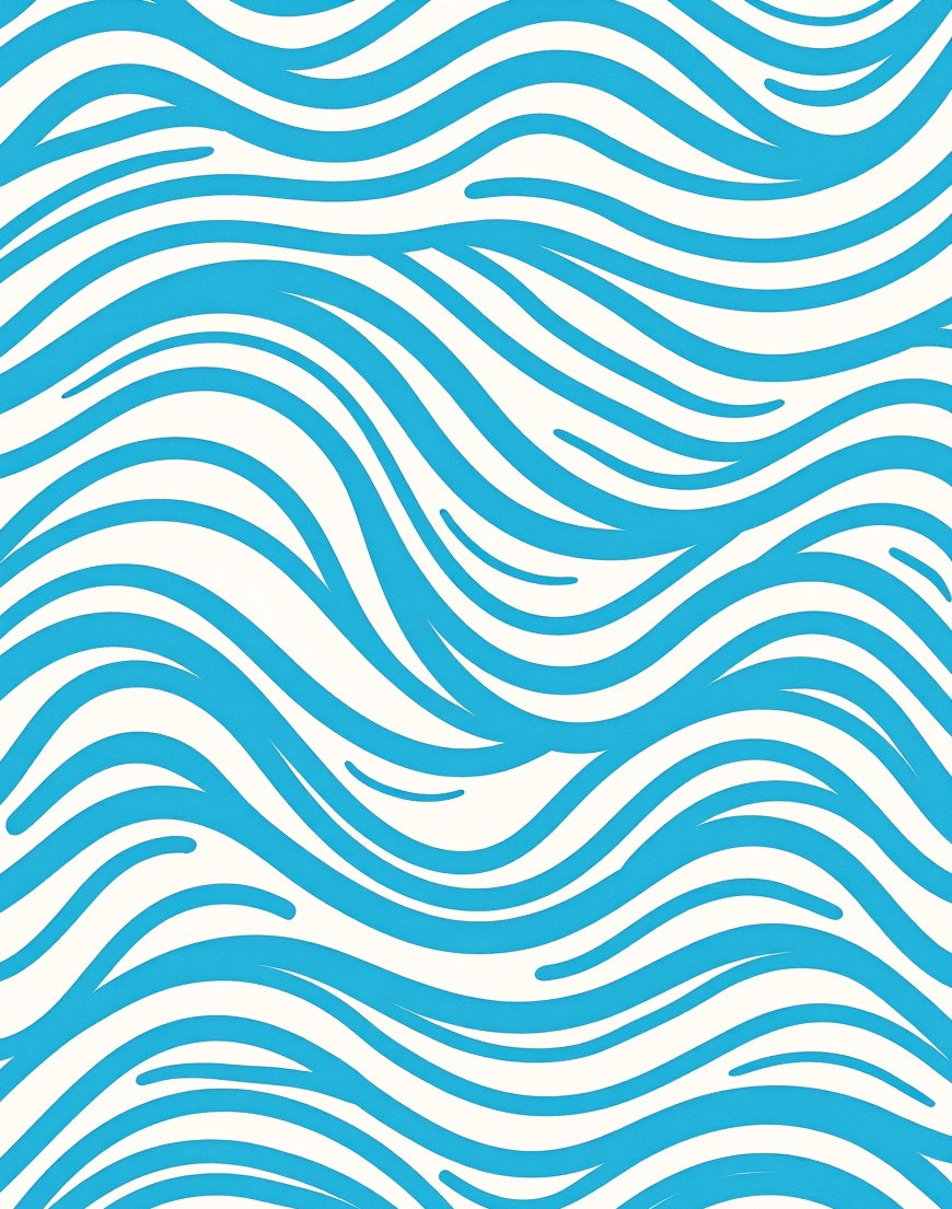 Aqua Blue Wavy Strokes Rug