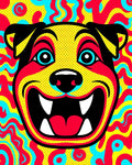 Vibrant Yellow Pop Art Dog Face Rug