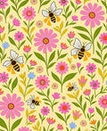 Whimsical Yellow Bumblebee Floral Rug