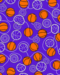 Orange Basketball Court Circles Rug