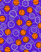 Orange Basketball Court Circles Rug