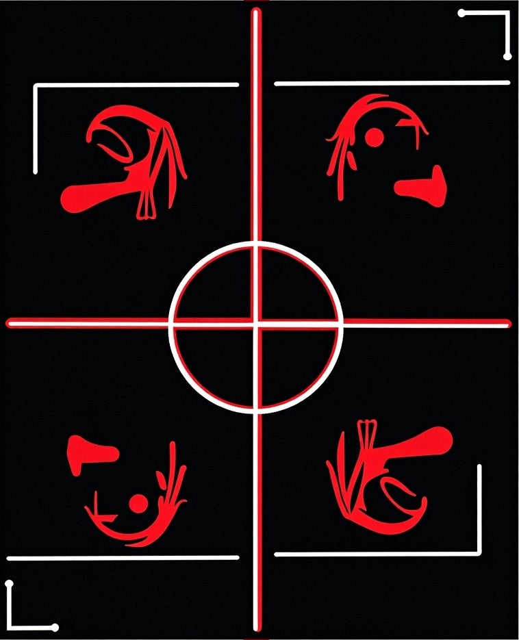 Bold Black Red Abstract Figures Rug