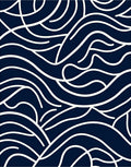 Deep Navy Cream Abstract Flow Rug