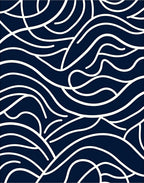 Deep Navy Cream Abstract Flow Rug