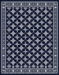 Navy White Floral Lattice Border Rug
