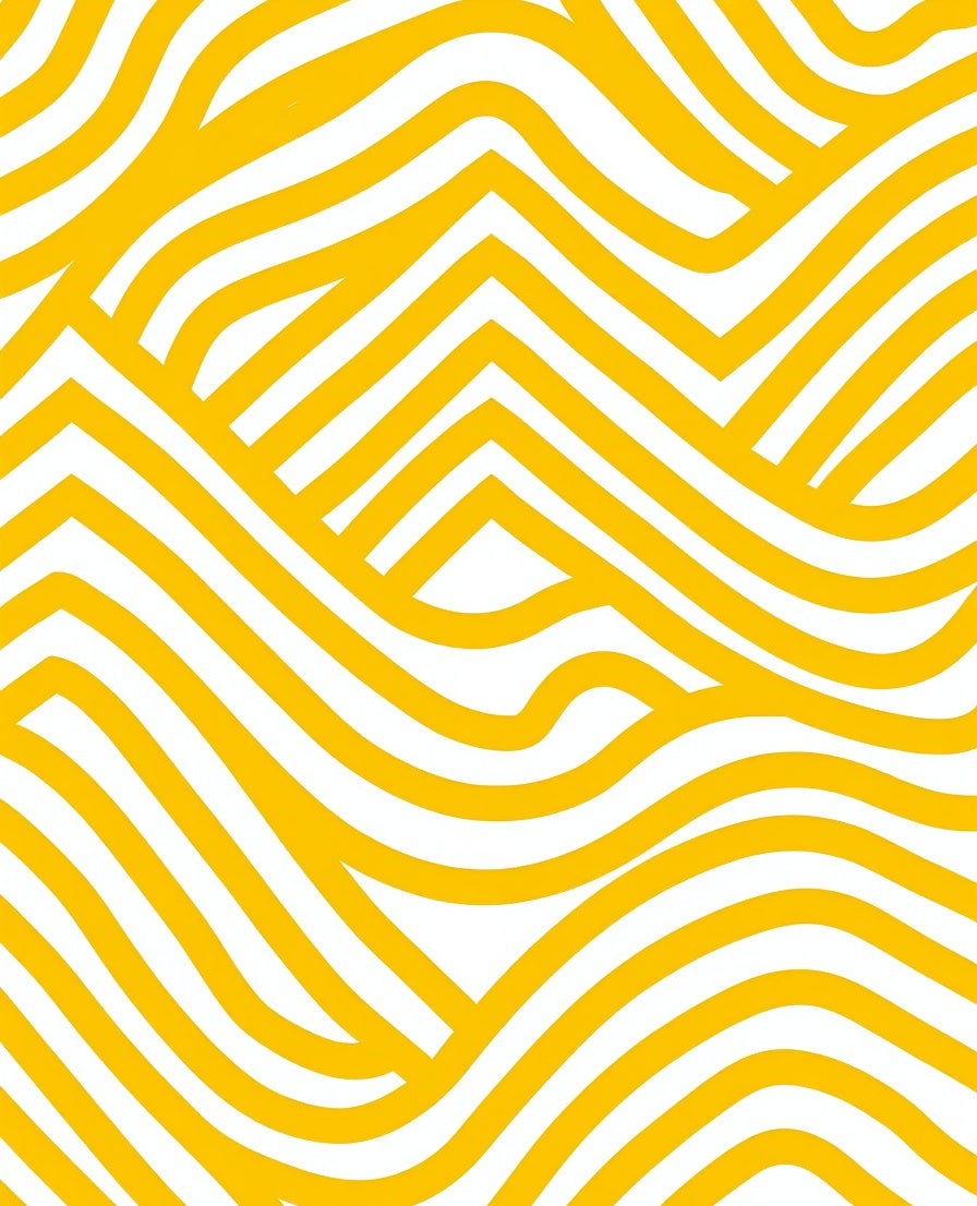 Golden Yellow Abstract Wavy Stripes Rug