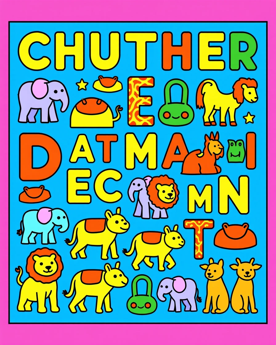 Colorful Animal Alphabet Play Mat Rug
