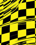 Dynamic Yellow Black Checkerboard Motion Rug