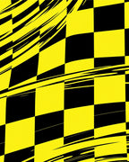 Dynamic Yellow Black Checkerboard Motion Rug