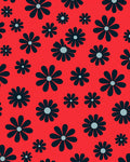 Retro Black Daisy Red Background Rug