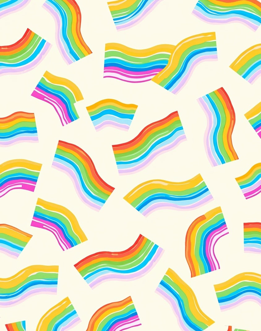 Rainbow Ribbon Waves Rug
