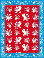 Crimson Coral Bordered Repeat Rug