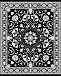 Noir White Botanical Border Garland Rug