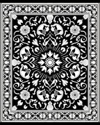 Noir White Botanical Border Garland Rug