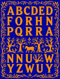 Orange Alphabet Trees Animal Blue Rug