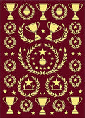 Golden Trophies Laurel Wreaths Stars Rug