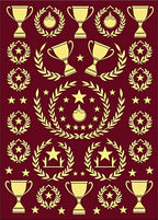 Golden Trophies Laurel Wreaths Stars Rug