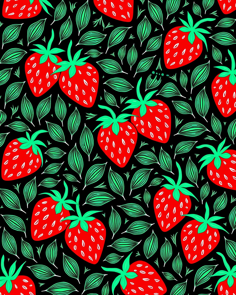 Red Strawberry Garden Black Accent Rug