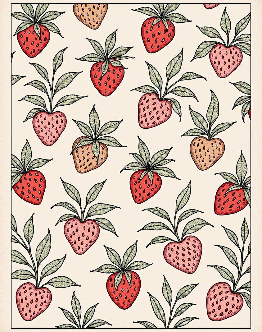 Vintage Strawberry Garden Cream Rug