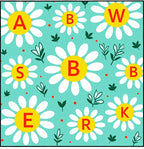 Teal Daisy Field with Red Letters Rug
