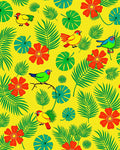 Tropical Birds Red Flower Foliage Rug