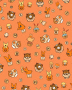 Playful Orange Cartoon Characters Collage Rug