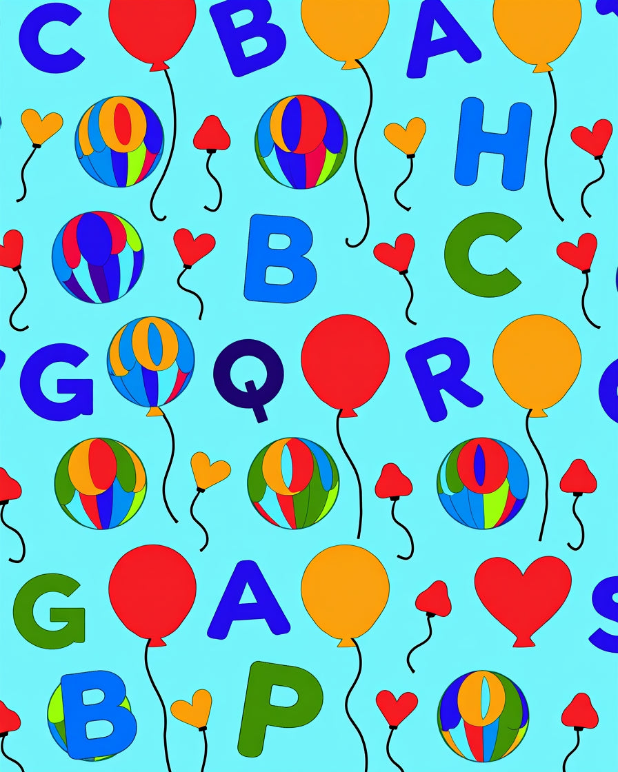 Colorful Balloon Alphabet Party Rug