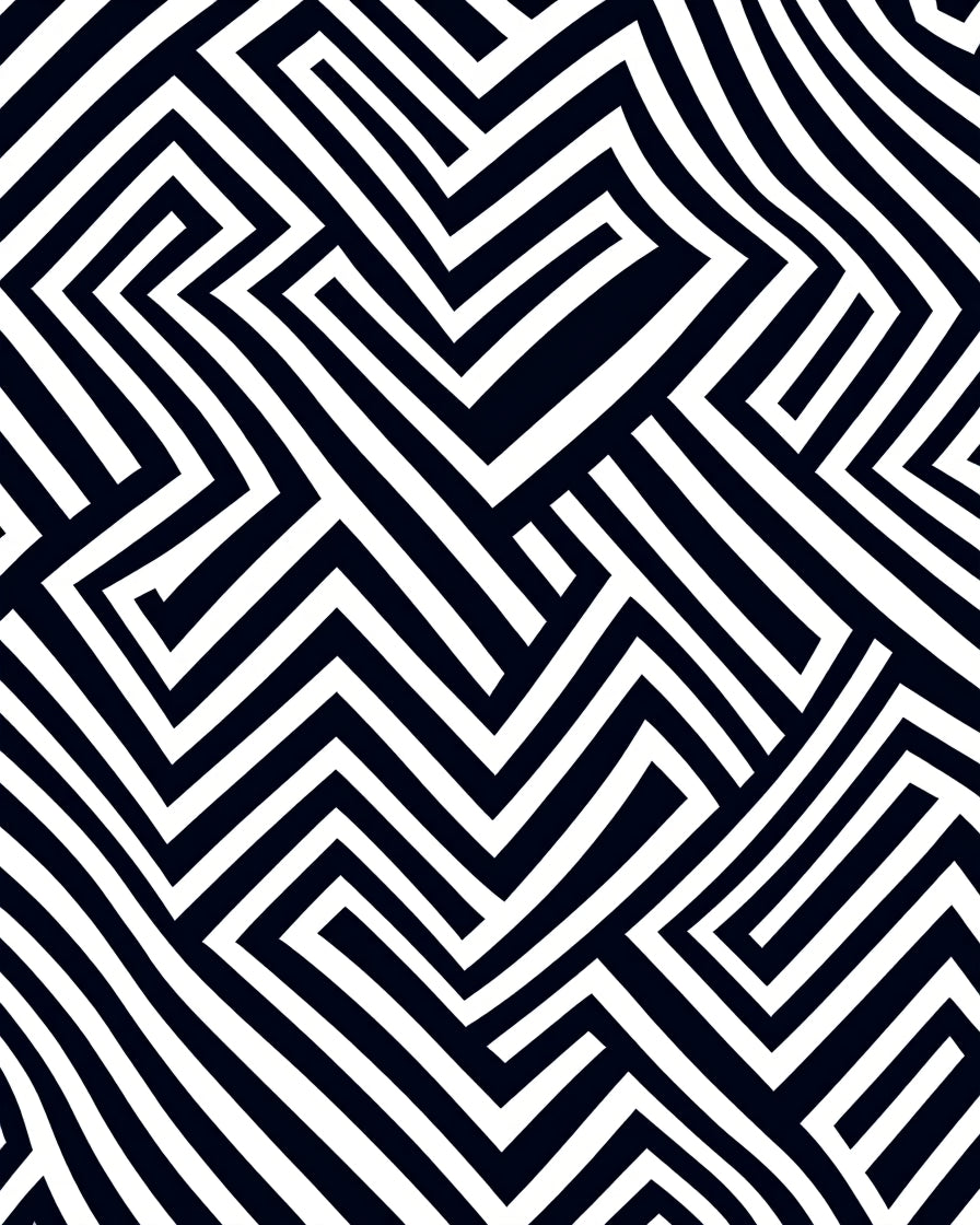 Sophisticated Black White Geometric Maze Rug