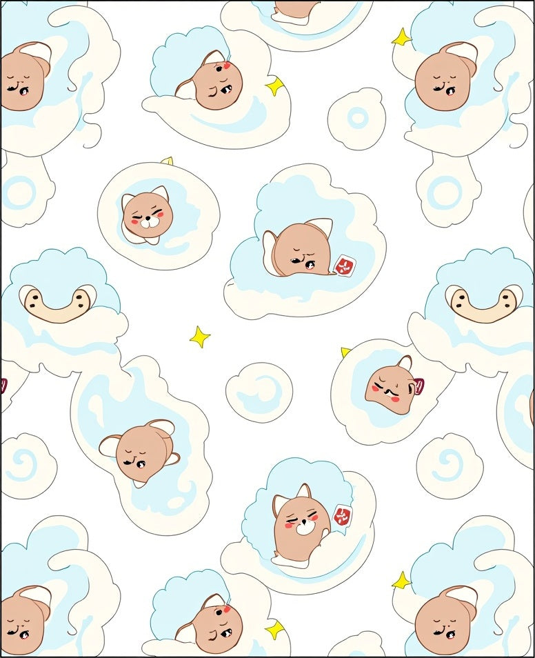 Cute Sleeping Bears on Clouds Rug