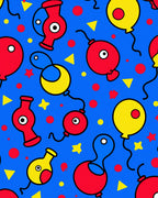 Happy Red Blue Yellow Balloon Party Rug