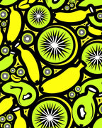 Bright Yellow Banana Kiwi Slice Rug