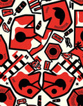 Bold Red Abstract Whimsical Figures Rug