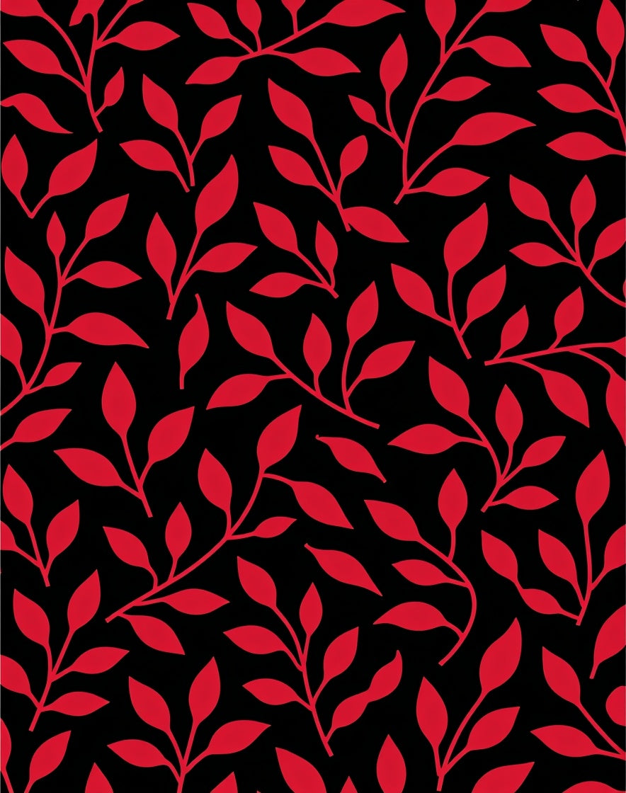 Crimson Branches On Black Background Rug