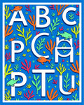 Nautical Alphabet Ocean Coral Fish Rug