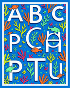 Nautical Alphabet Ocean Coral Fish Rug