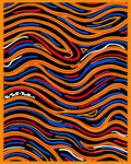 Dynamic Swirls Orange Blue Red Waves Rug
