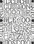Black White Hand Drawn Alphabet Collage Rug