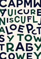 Bold Navy Emerald Alphabet Collage Rug