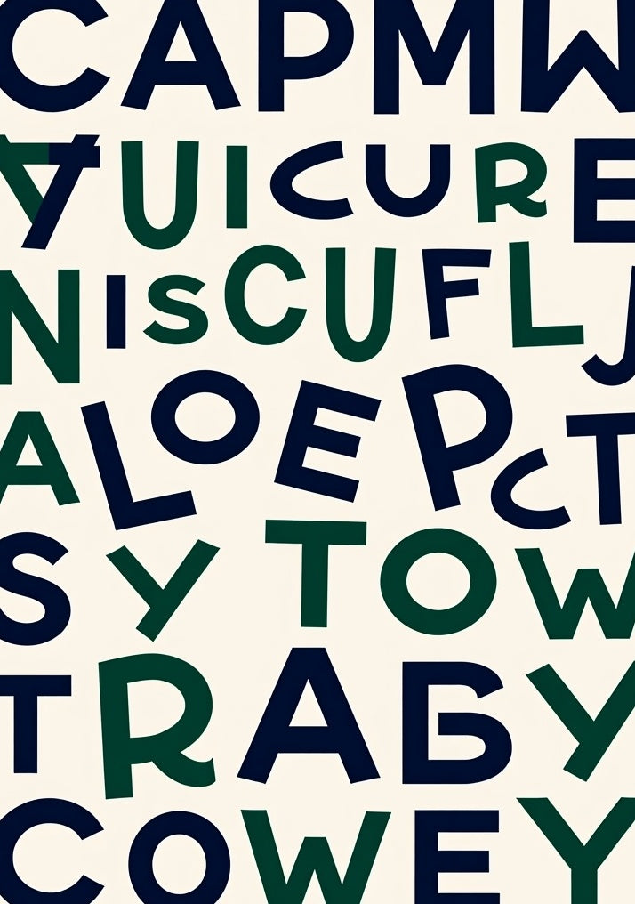 Bold Navy Emerald Alphabet Collage Rug