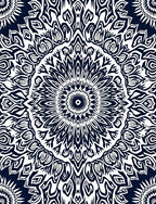 Bold Monochrome Symmetrical Mandala Rug