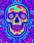 Psychedelic Skull Swirl Neon Rug