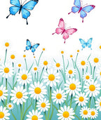 Whimsical Butterflies Daisy Meadow Scene Rug