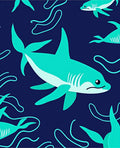 Turquoise Sharks Deep Water Swirls Rug